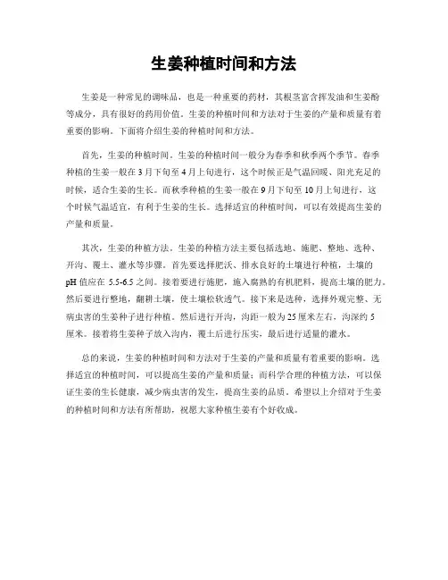 生姜种植时间和方法