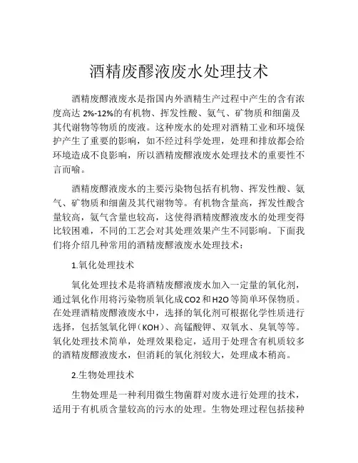 酒精废醪液废水处理技术