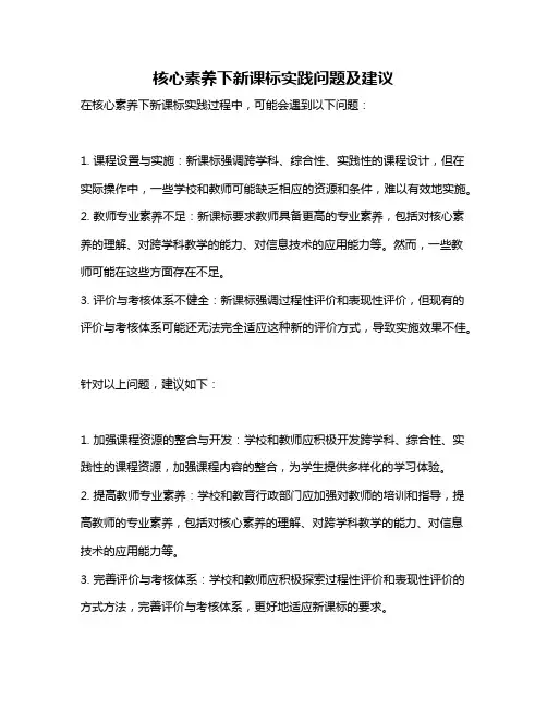 核心素养下新课标实践问题及建议