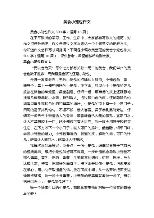 美食小笼包作文500字（通用16篇）