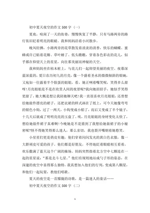 最新初中夏天夜空的作文500字5篇