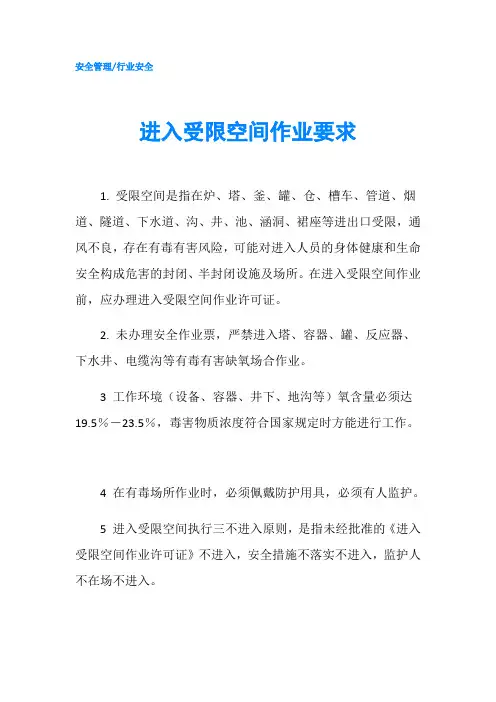 进入受限空间作业要求