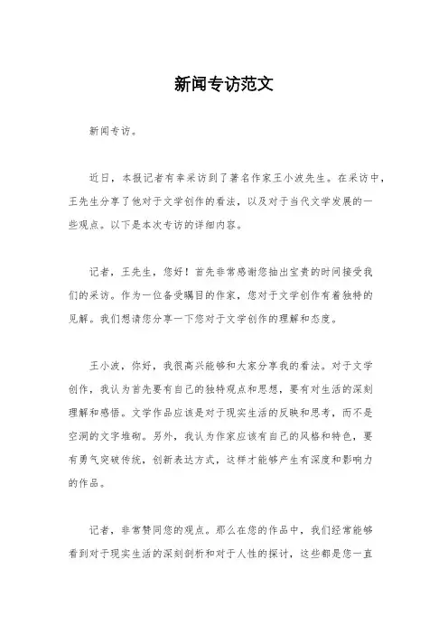 新闻专访范文