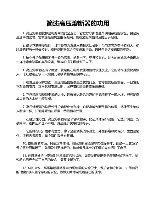 简述高压熔断器的功用