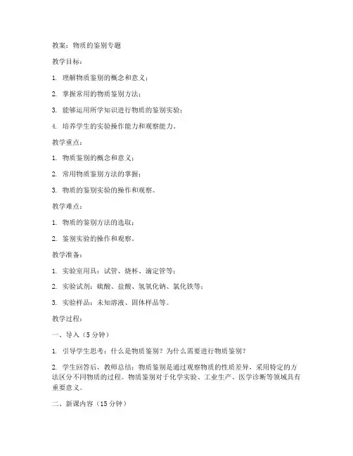 初中化学鉴别专题教案