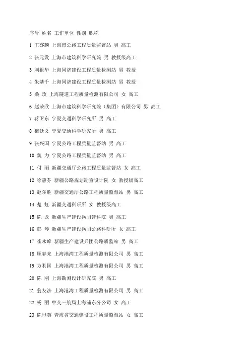 交通部试验检测专家库专家
