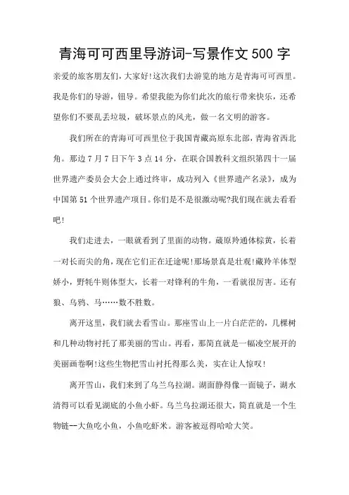 青海可可西里导游词-写景作文500字