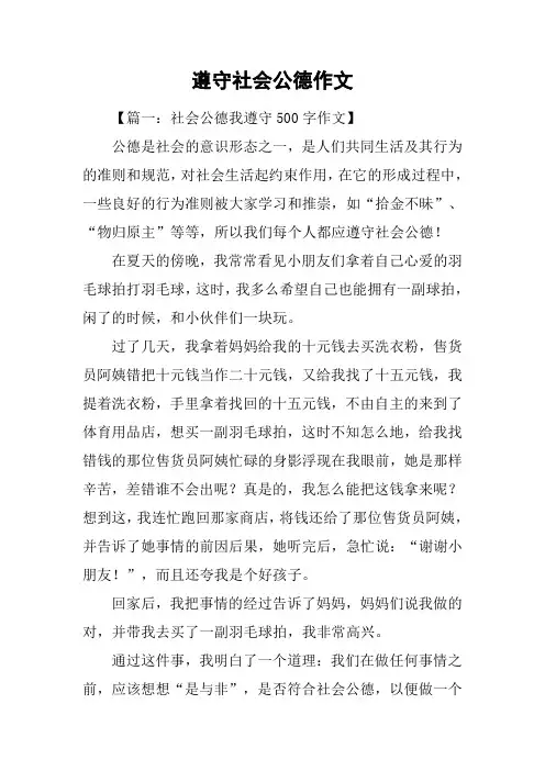 遵守社会公德作文
