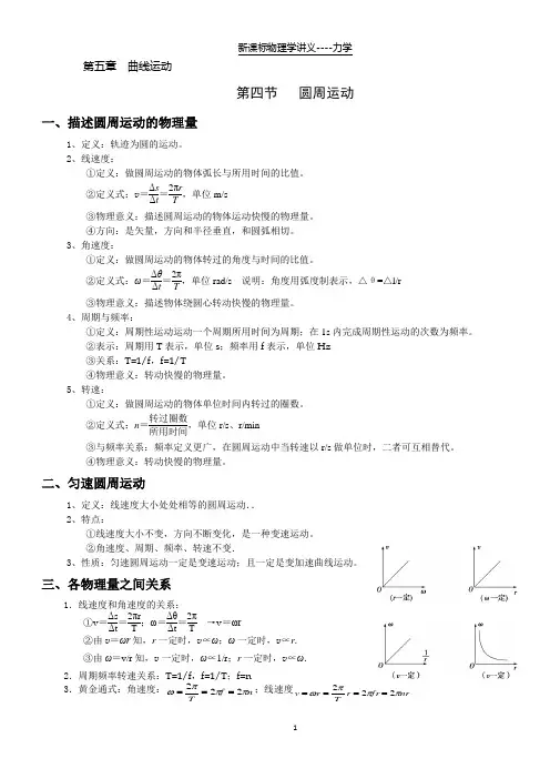 【学霸笔记】物理必修二5.4圆周运动