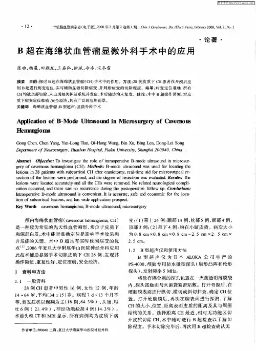 B超在海绵状血管瘤显微外科手术中的应用