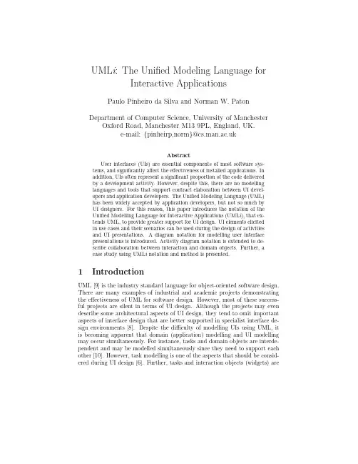 UMLi The Unified Modeling Language for Interactive Applications