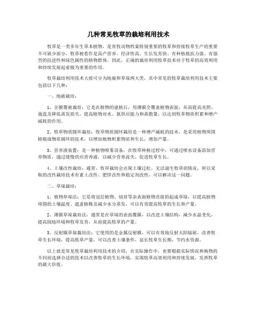几种常见牧草的栽培利用技术