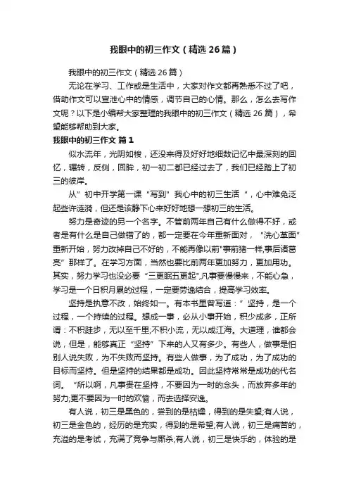 我眼中的初三作文（精选26篇）