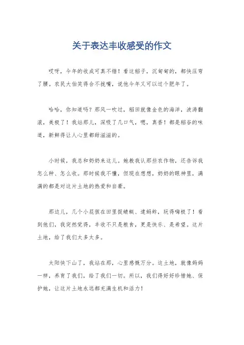 关于表达丰收感受的作文