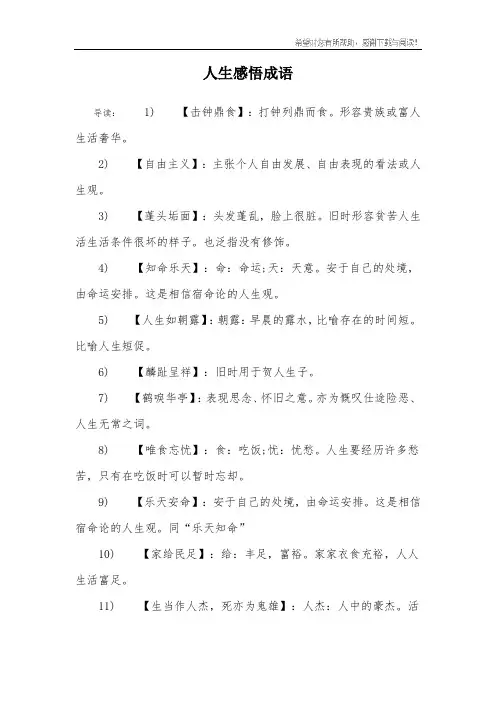 人生感悟成语