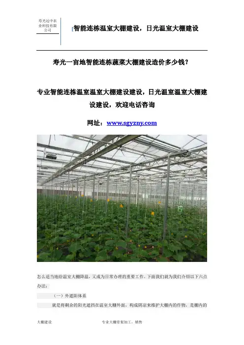 寿光一亩地智能连栋蔬菜大棚建设造价多少钱？