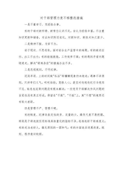 对干部管理力度不够整改措施
