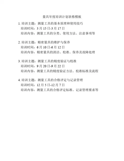 量具年度培训计划表格模板