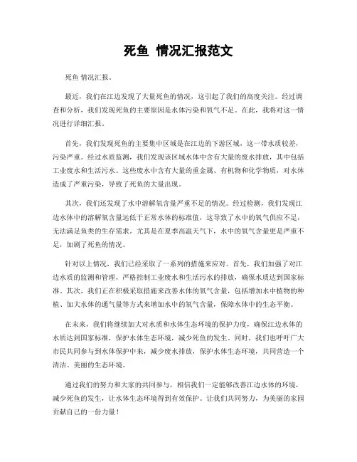 死鱼 情况汇报范文