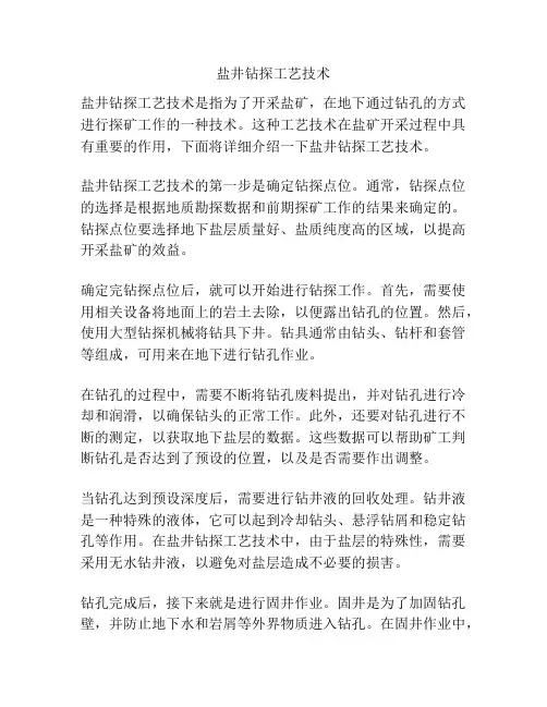 盐井钻探工艺技术