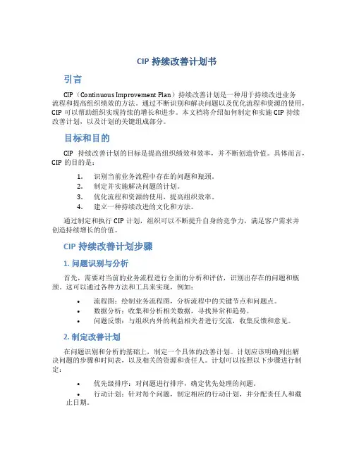 CIP持续改善计划书