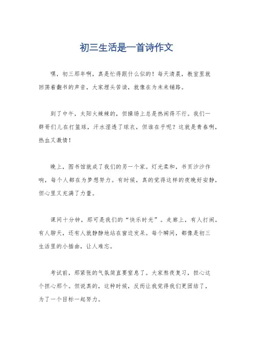 初三生活是一首诗作文