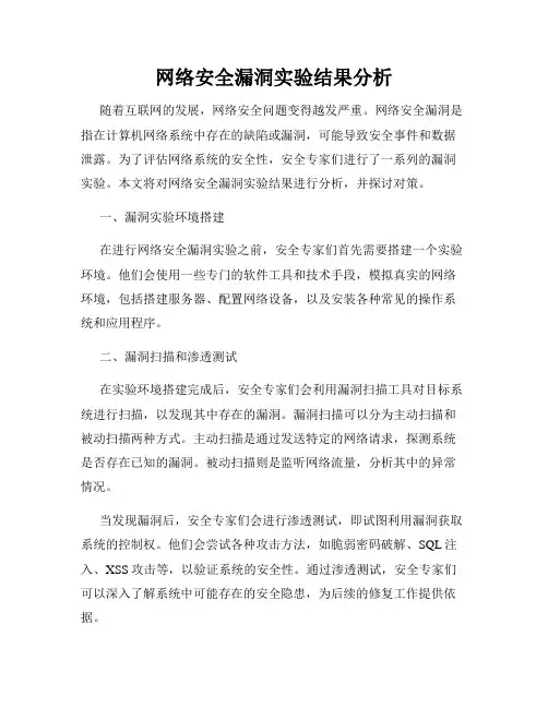 网络安全漏洞实验结果分析