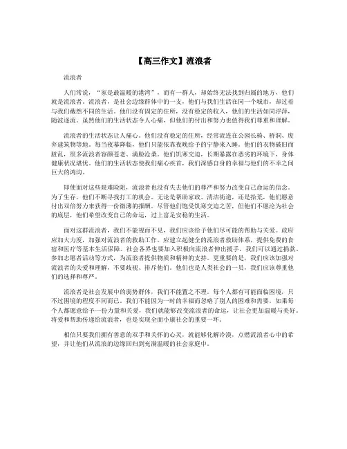 【高三作文】流浪者