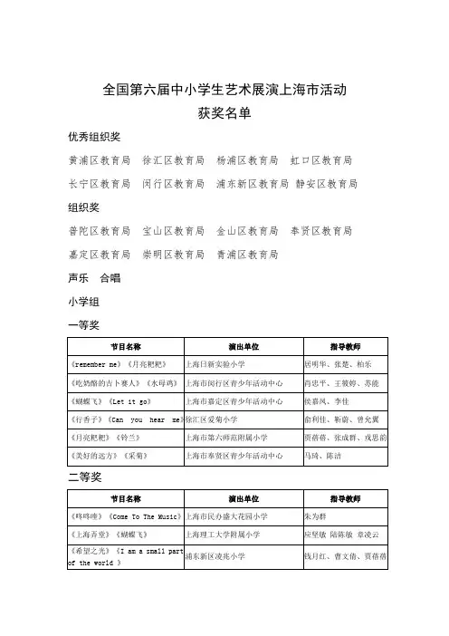 全国中小学生艺术展演上海活动