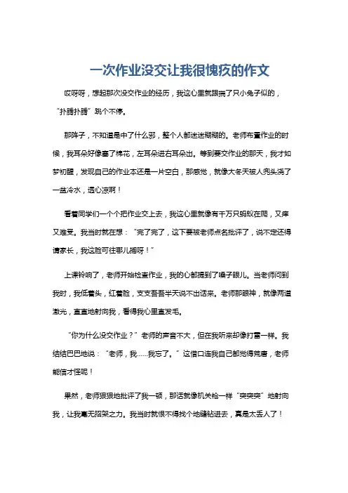 一次作业没交让我很愧疚的作文