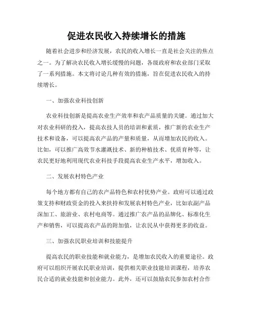 促进农民收入持续增长的措施