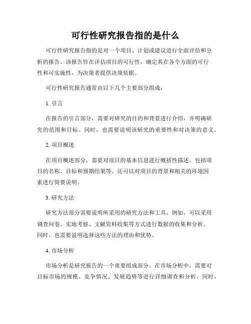 可行性研究报告指的是什么