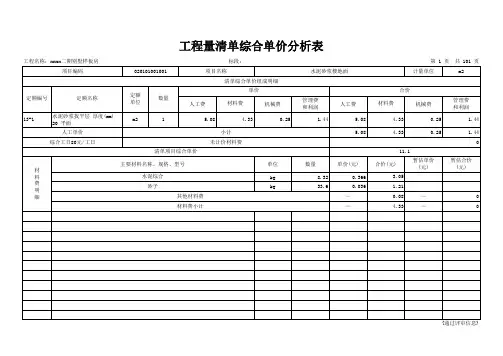 房屋(室内)装修(公装)预算清单  别墅预算书01 表—09 工程量清单综合单价分析表(所有材料)