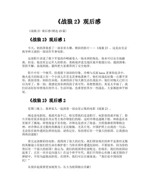 《战狼2》观后感