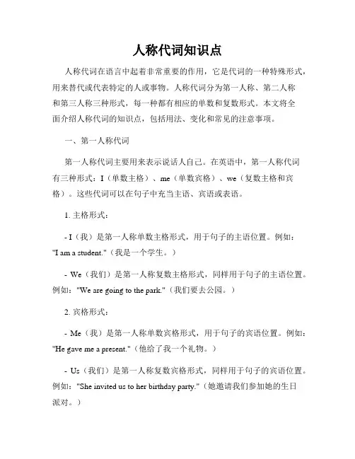 人称代词知识点