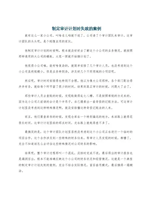 制定审计计划时失败的案例