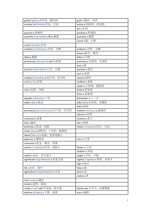 四级词汇讲义(带注释)