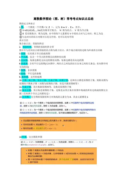离散数学图论(图、树)常考考点知识点总结