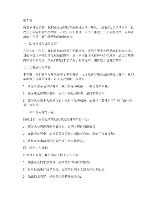 业余足球队年度总结(3篇)