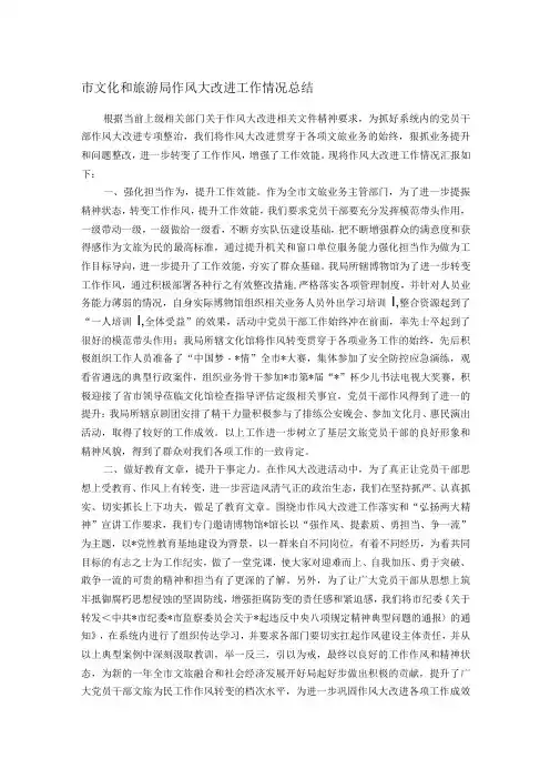 市文化和旅游局作风大改进工作情况总结