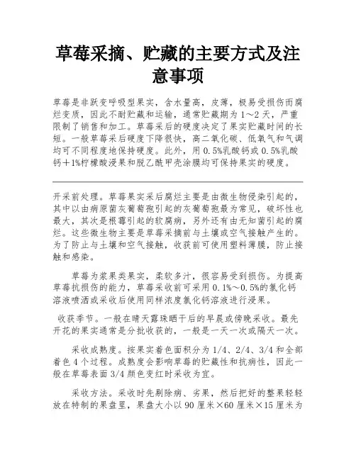 草莓采摘、贮藏的主要方式及注意事项 