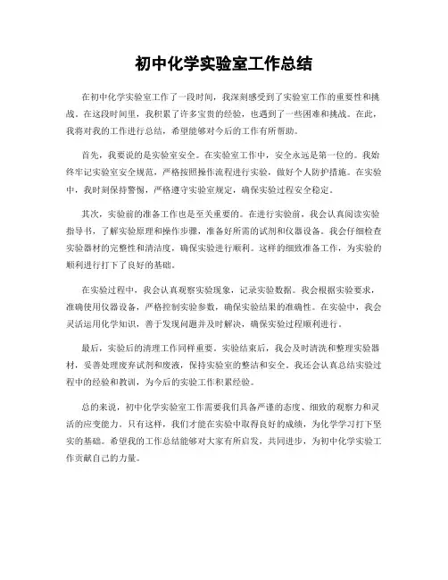 初中化学实验室工作总结