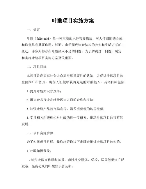 叶酸项目实施方案