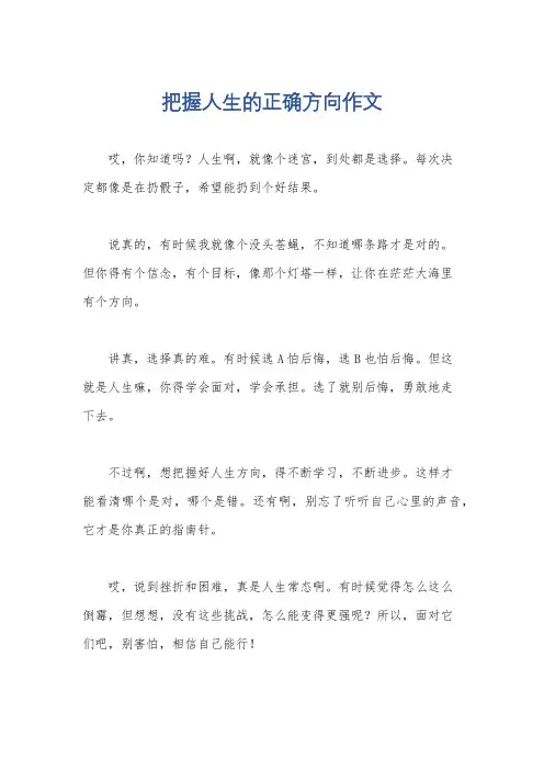 把握人生的正确方向作文