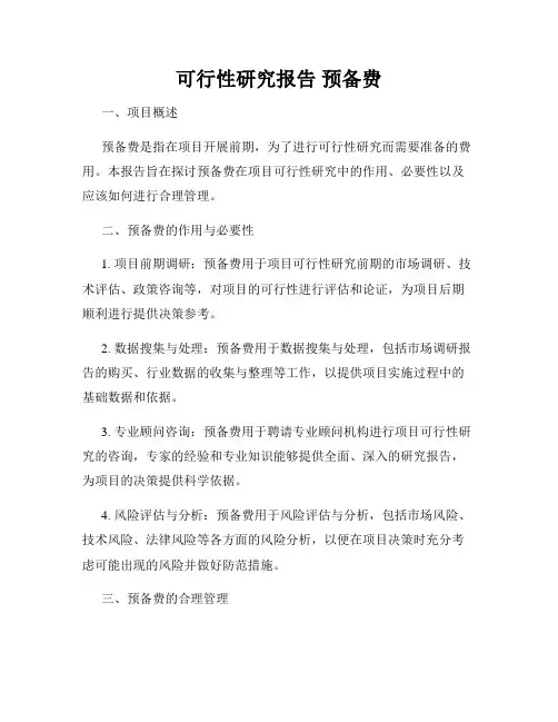 可行性研究报告 预备费