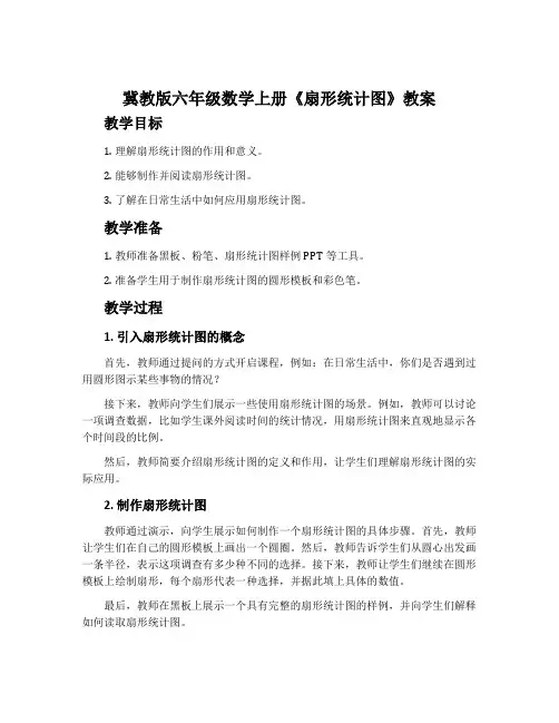 冀教版六年级数学上册《扇形统计图》教案