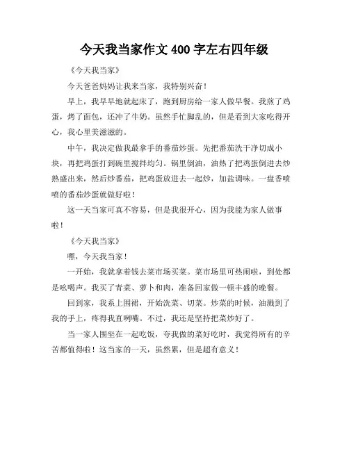 今天我当家作文400字左右四年级