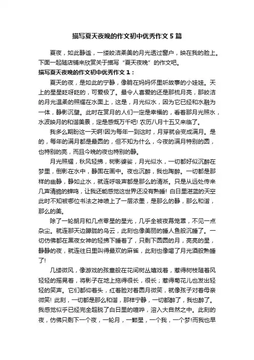 描写夏天夜晚的作文初中优秀作文5篇
