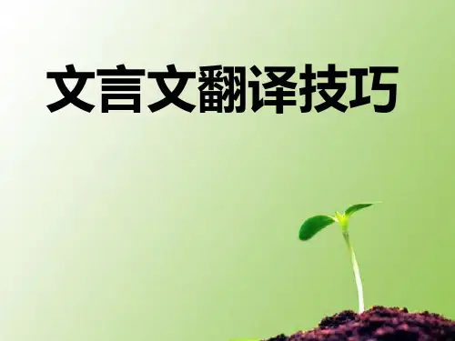 文言文之翻译技巧教学提纲