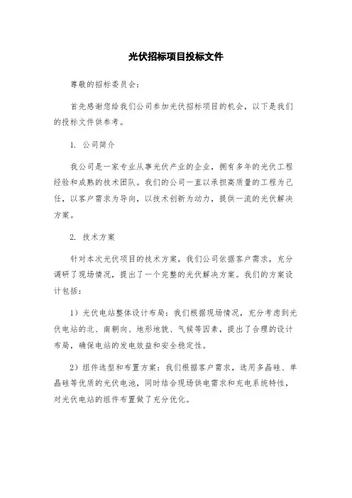 光伏招标项目投标文件
